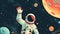 Astronaut Illustration in Outer Space, Exploration, Discovery, and Adventure