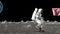 Astronaut jumping on the moon and saluting the American flag. Some Elements of this video furnished by NASA.