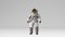 Astronaut jumping and saluting on white background with Alpha channel.