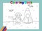 Astronaut Landing On Moon Coloring Book Illustration Vector