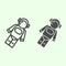 Astronaut line and solid icon. Cosmonaut in suit in space outline style pictogram on white background. Universe and