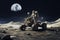 An astronaut on a lunar rover on the surface of the moon. Generative AI