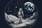 astronaut on the moon black and white art, neural network generated image