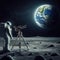 Astronaut Observing Earth: AI-Generated Moon Scene