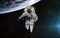Astronaut orbiting planet Earth. Solar system