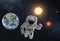 Astronaut in outer space over the planet earth. This image is a