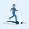 Astronaut physical training flat vector illustration. Female cosmonaut testing, workout, running on treadmill exercise