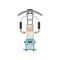 Astronaut physical training. Young man preparing for space flight. Gym equipment. Workout concept. Cartoon male