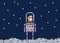 Astronaut pixel game style illustration.