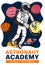 Astronaut with planets, space suit and helmet