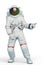 Astronaut playing air guitar full body view