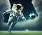 Astronaut Playing European Football, Generative AI Illustration