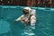 Astronaut pool summer water. Generate Ai