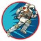 Astronaut runs forward round logo symbol icon