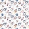 Astronaut seamless pattern. Universe kids Baby boy girl elephant, fox cat and bunny, space suit, cosmonaut stars, planet, moon,