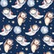 Astronaut seamless pattern. Universe kids Baby boy girl elephant, fox cat and bunny, space suit, cosmonaut stars, planet, moon,