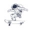 astronaut skateboard inking illustration artwork