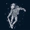 Astronaut Skateboarding in Space on night background