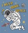 Astronaut sleeping in space. Graphic tee. vector design for t-shirt printing