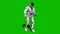 Astronaut-soldier of the future, dancing in front of a green screen. 3D Rendering