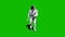 Astronaut-soldier of the future, dancing in front of a green screen. 3D Rendering