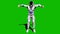 Astronaut-soldier of the future, dancing in front of a green screen. 3D Rendering