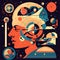 Astronaut in space. Futuristic astronaut in outer space. Vector illustration AI Generated