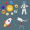 Astronaut space landing planets spaceship solar system future exploration space ship cosmonaut rocket shuttle vector