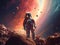 Astronaut in space. Science fiction art. space exploration by astronaut