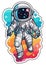 An astronaut in a space suit, colorful funny flat vector illustration for sticker