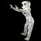 Astronaut in space, in zero gravity on black background. Man in space, falling