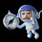 Astronaut spaceman in 3d with magnetic compass