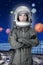 Astronaut spaceship aircraft helmet fashion woman