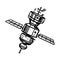Astronaut spaceship for traveling in space. Satellite for the study of planets and galaxies. Astronomy sketch for emblem