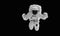 Astronaut in a spacesuit flies on black background. Hands are raised up.Elements of this image furnished by NASA