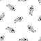 Astronaut in spacesuit seamless pattern. Cosmonaut in space on white background. Black and white outline vector