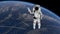 Astronaut Spacewalk, waving his hand in the open space. Elements of this image furnished by NASA.