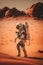 Astronaut stepping in planet Mars made with Generative AI.