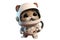 Astronaut-style cute dog, kitten, ape, fox isolated object