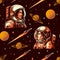 Astronaut team pattern seamless colorful