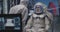 Astronaut testing spacesuit camera