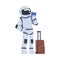 Astronaut Traveling with Suitcase, Space Tourist Character in Space Suit Cartoon Vector Illustration