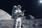 Astronaut using smartphone standing on the Moon