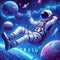 Astronaut vibes, chill, outter space, planets, galaxy, digital anime art, anime character, wallpaper