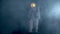 Astronaut walking on a foggy alien planet. CG Animation.