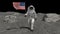 Astronaut walking on the moon with American flag. CG Animation. Some Elements of this video furnished by NASA