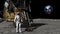 Astronaut walking on the moon and waving his hand. Some Elements of this video furnished by NASA.