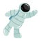 Astronaut walking in special metallic spacesuit vector illustration