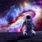 Astronaut watching Galaxy nebula in space A.I generative