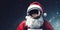 Astronaut wear a Santa hat close up super realistic photo,empty space. Generative AI